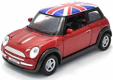 Przejdź do produktu Pullback Dark Red Union Jack Mini Cooper Model Car