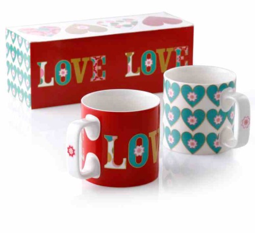 Przejdź do produktu Retro-Style Love Mugs 400ml - set of 2