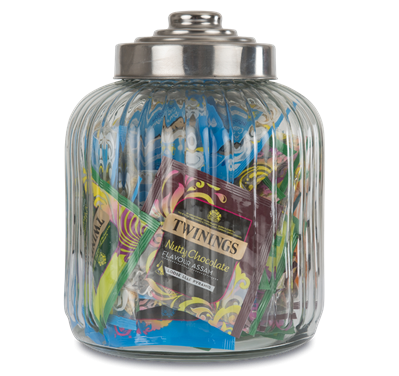Przejdź do produktu Twinings Large Ribbed Glass Jar with 70 Loose Leaf Pyramids