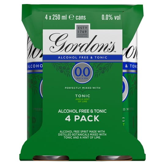 Gordon's Alcohol Free &amp;Tonic With Lime 4X250ml 2.jpeg