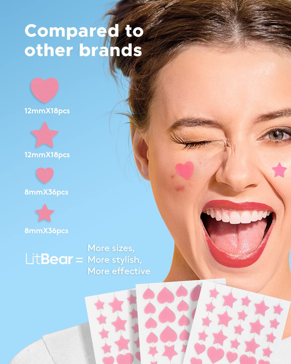 Acne Patch Pimple Patch, LitBear Pink Heart &amp; Star Shaped Acne Absorbing Spot Patches 8.jpg