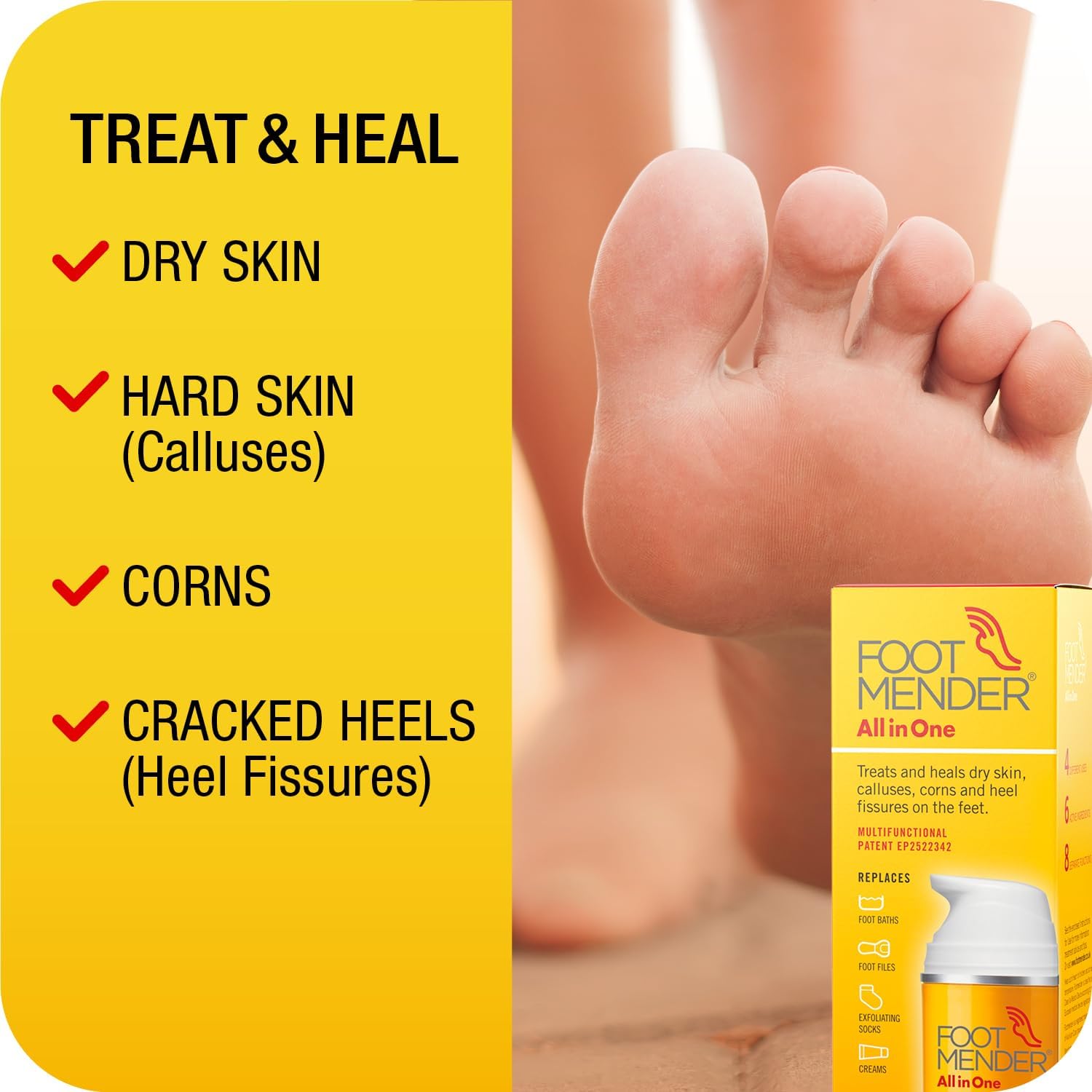 Footmender All in One Treats and Heals Dry Feet, Hard Skin (calluses), Corns and Cracked Heels (Heel fissures) Significant Effect After First Treatment 100ml 2.jpg