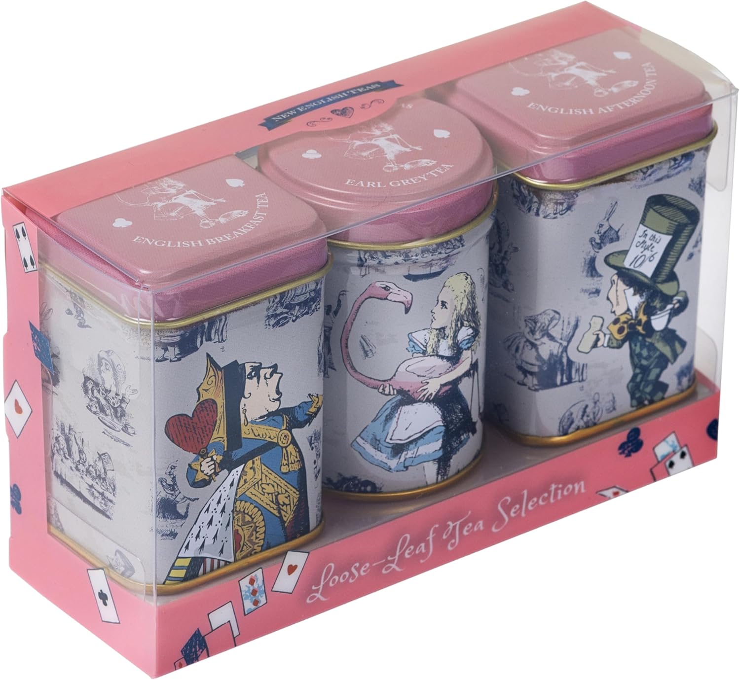 New English Teas Alice in Wonderland Pink 3x Mini Tea Tins English Breakfast, English Afternoon & Earl Grey 2.jpg