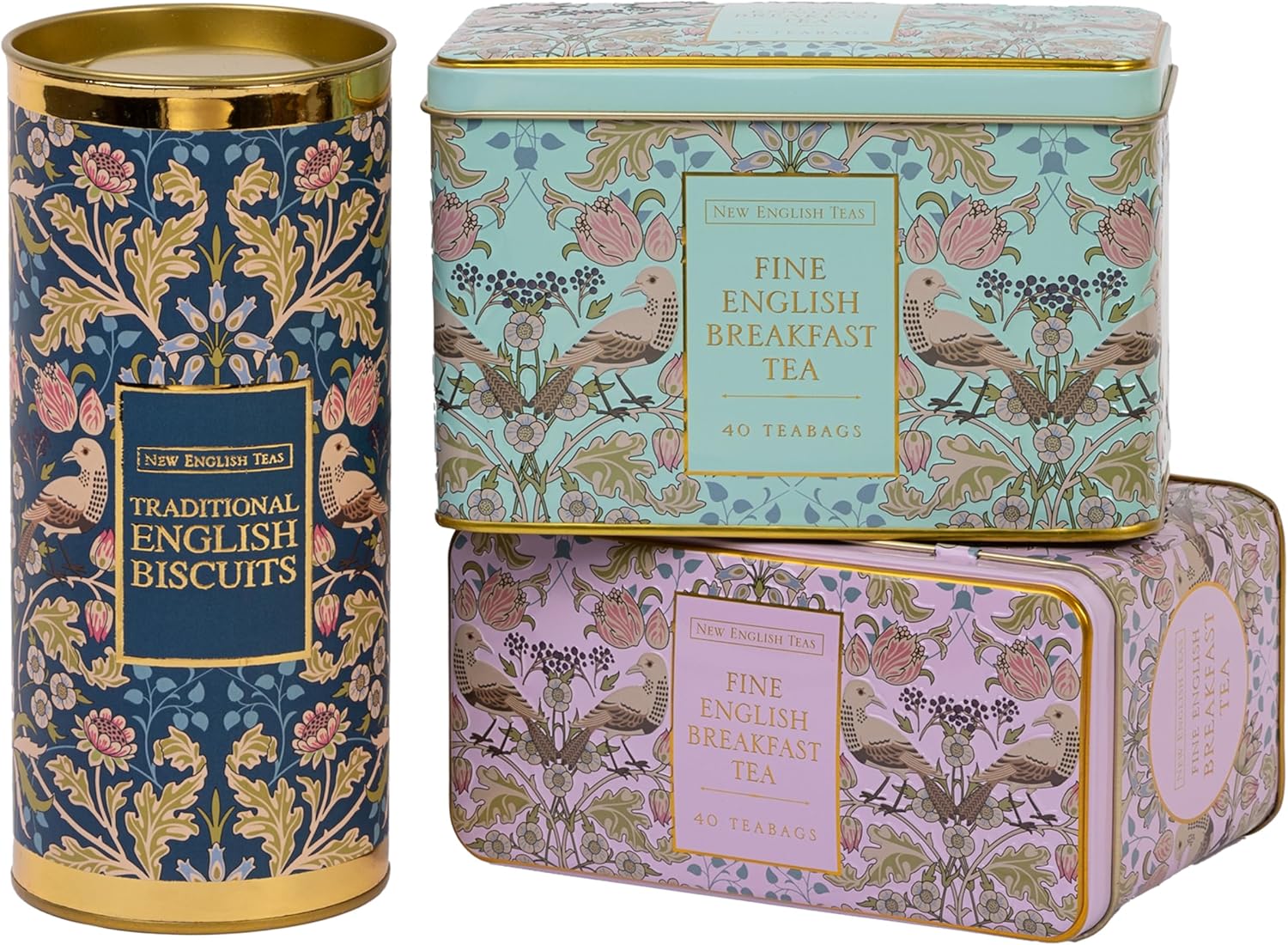 New English Teas Luxury Tea & Biscuits Gift - 80 Fine English Breakfast Teabags Tins & Cornish Biscuits Gift Boxed Set  5.jpg