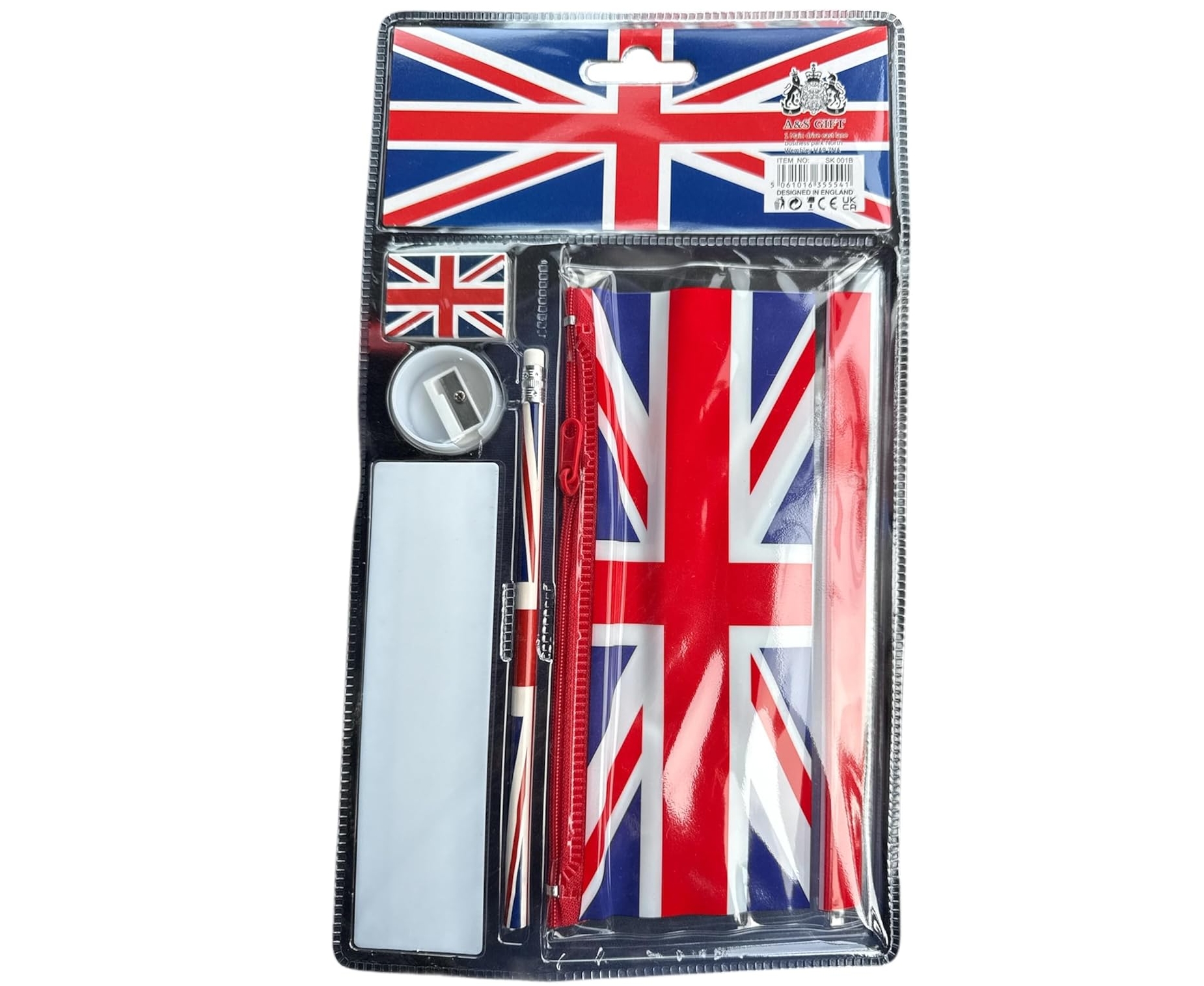 Union Jack Pencil Case School Kit with Ruler, Rubber, Sharpener and Pencil 2.jpg