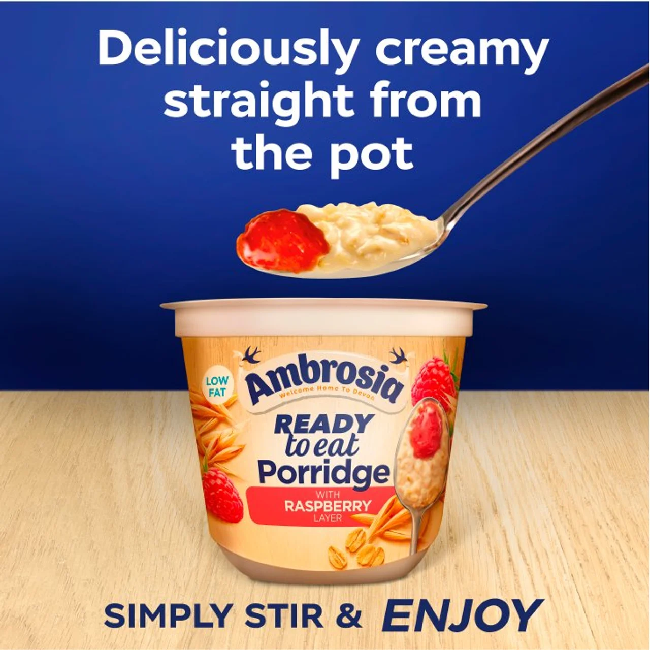 Ambrosia Ready to Eat Porridge Oat Cereal Pot Raspberry Layer 2.webp