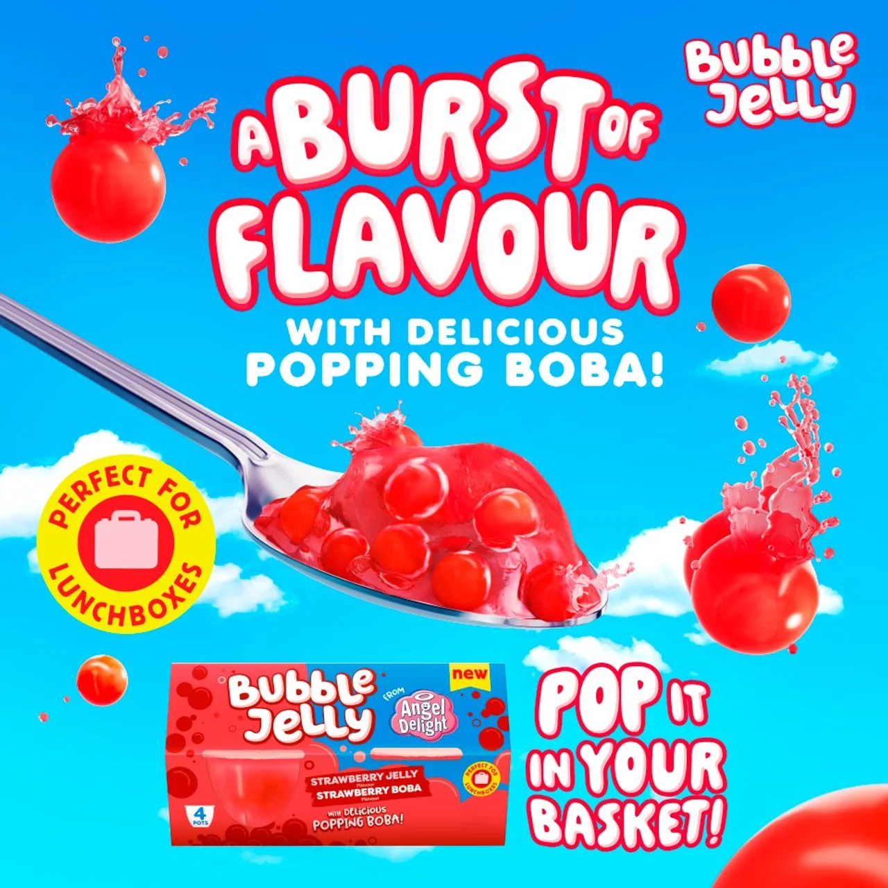 Angel Delight Strawberry Jelly & Strawberry Boba Bubble Dessert Snack Pot 3.webp