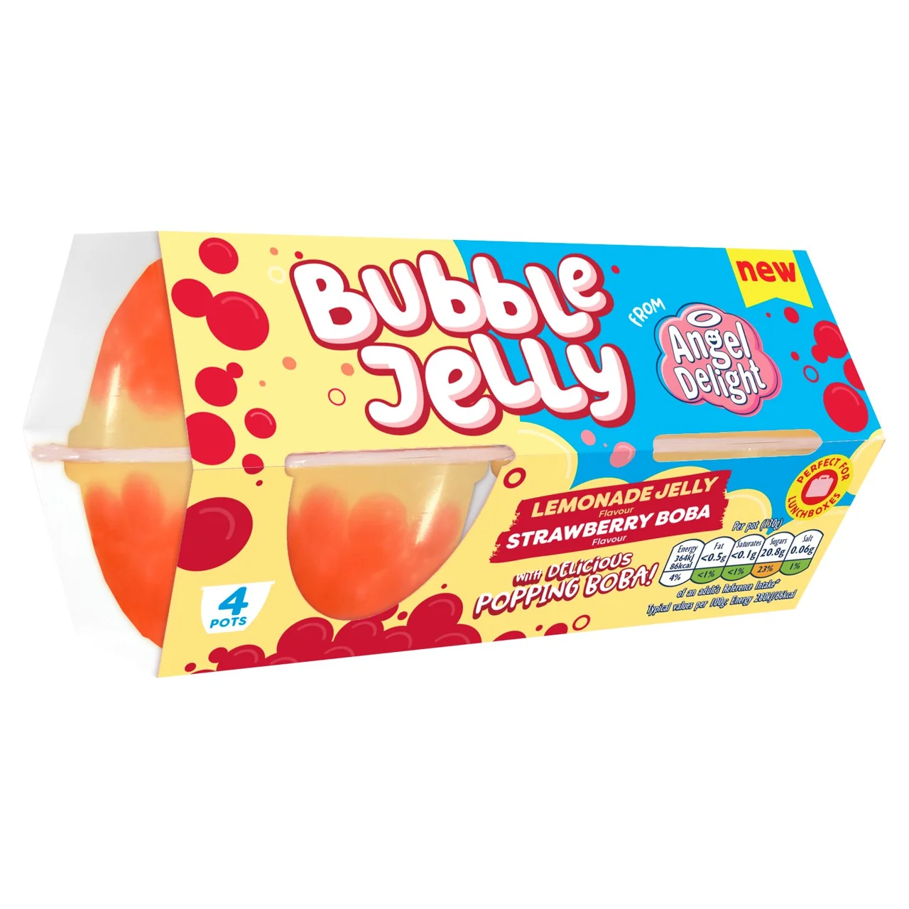 Angel Delight Lemonade Jelly & Strawberry Boba Bubble Dessert Snack Pot 2.webp