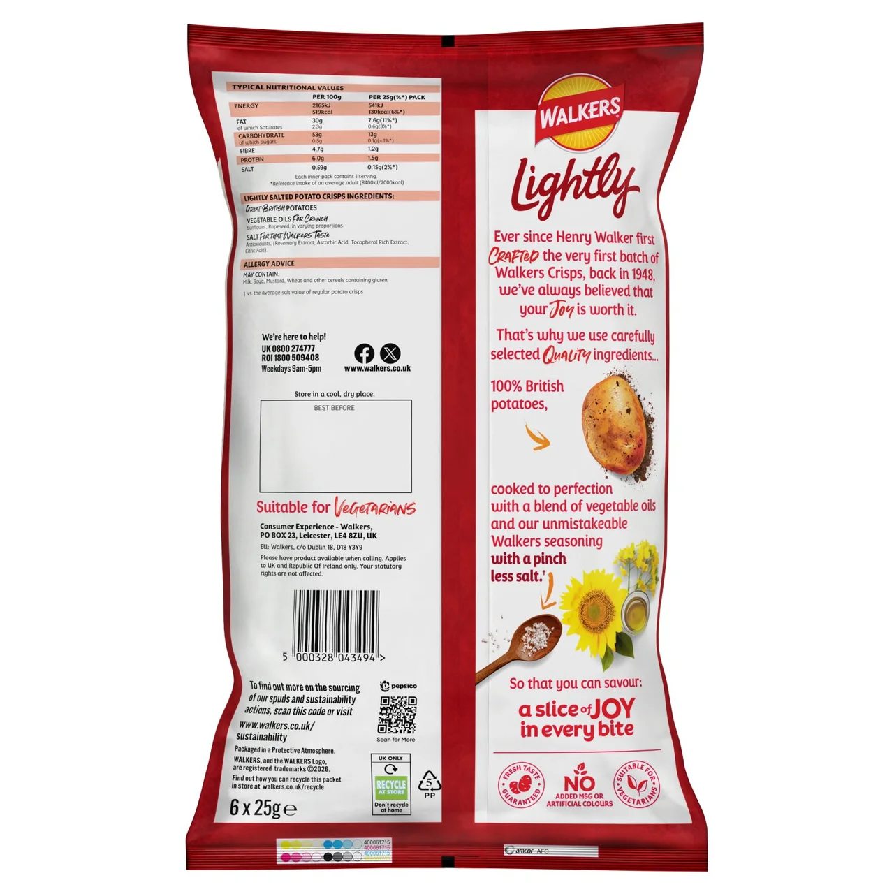 Walkers Less Salt Lightly Salted Multipack Crisps 6x25g 2.webp