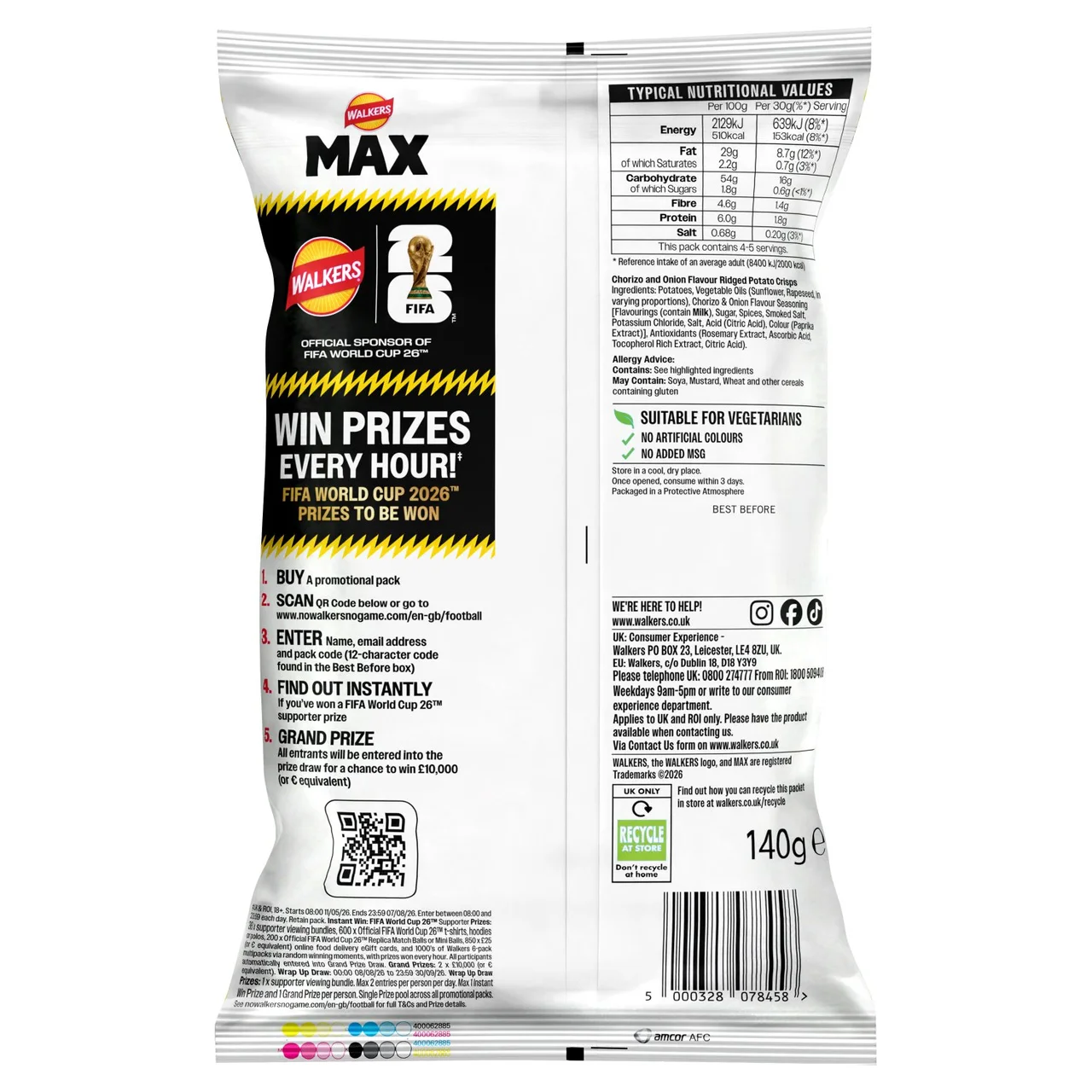 Walkers Max Portuguese Chorizo & Onion Crisps 140g 2.webp