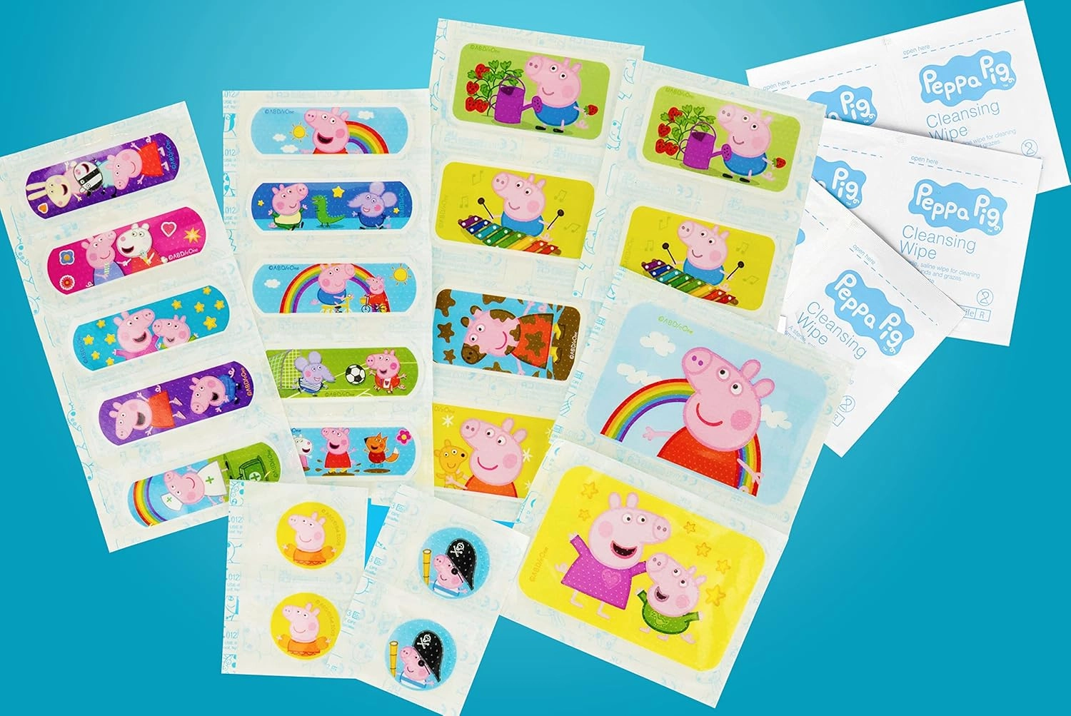 Peppa Pig Plaster Graze Kit - Cleansing Wipes, 10 finger & 4 Large Plasters, 2 Graze Plasters , Latex Free, Hypoallergenic & Washproof 7.webp