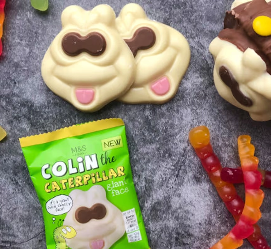 Marks & Spencer Colin the Caterpillar Giant Chocolate Face 40g.webp